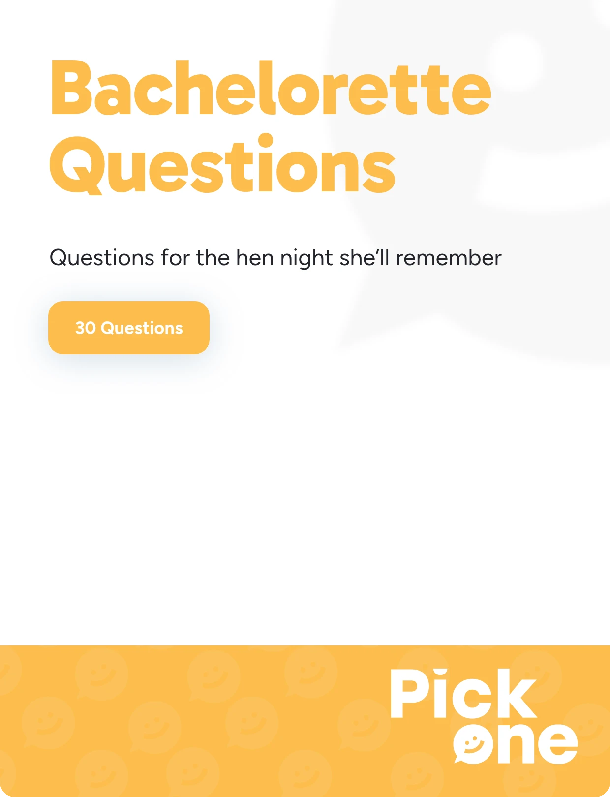 Pick One: Bachelorette Questions card deck cover, 30 questions