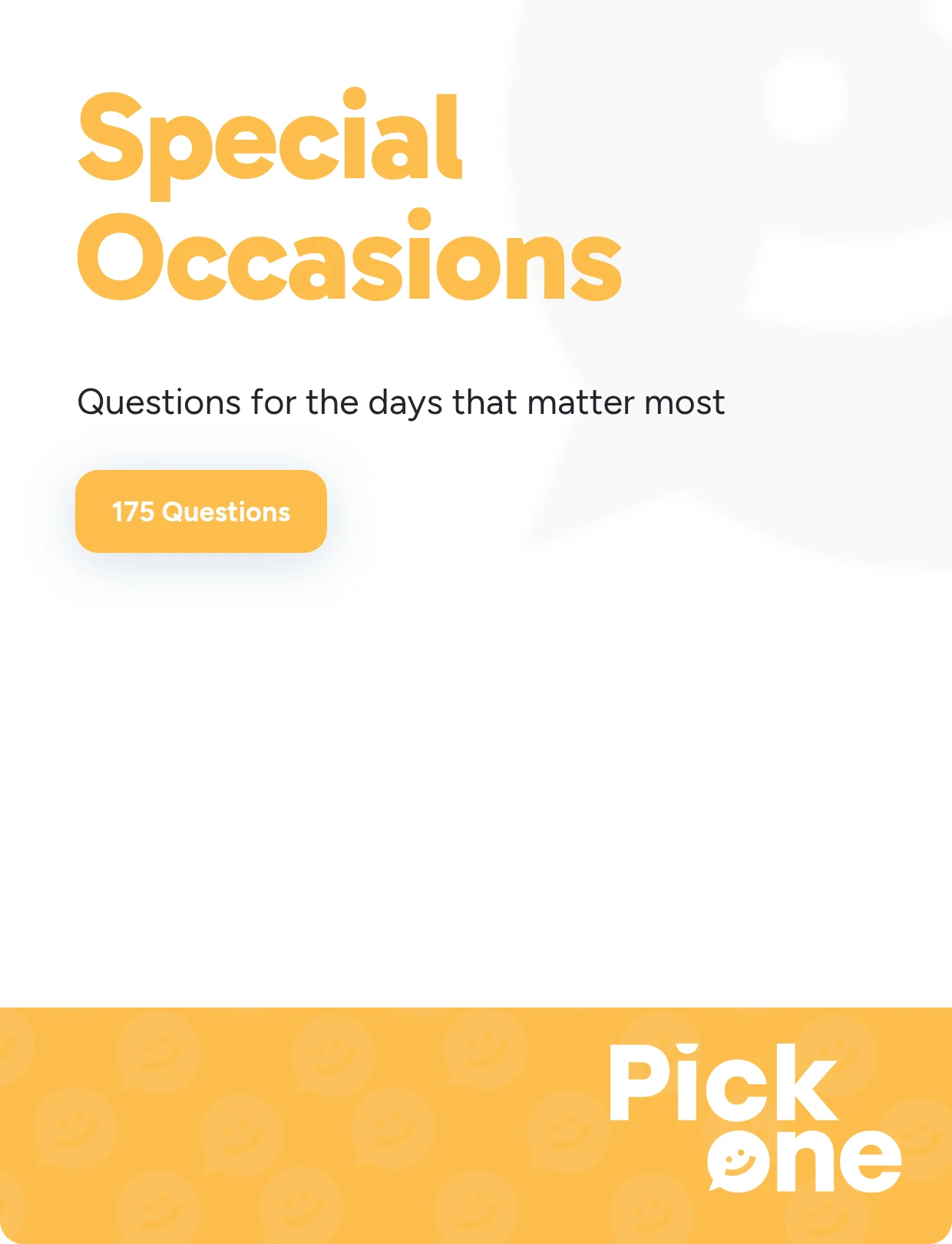 Pick One: Special Occasions card deck cover, 175 questions